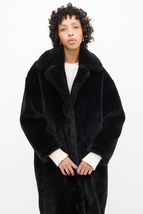 Stand Studio Black Faux Fur Camilla Coat