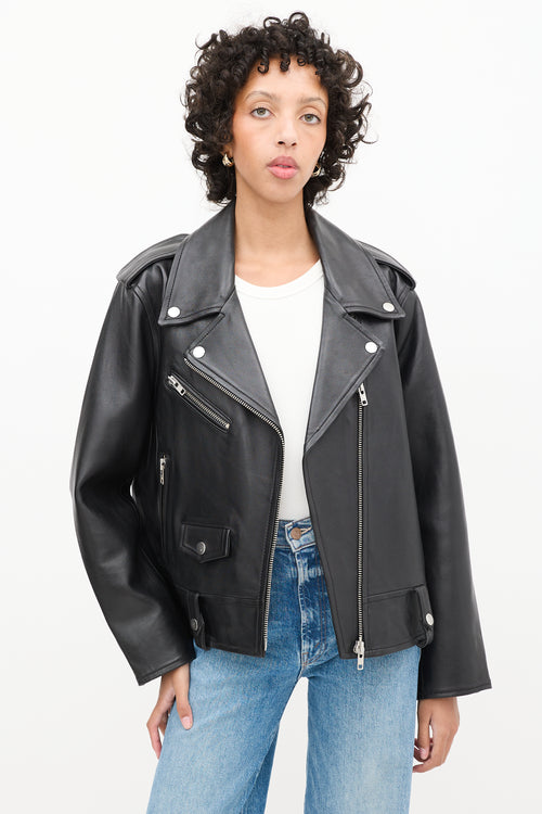 Stand Studio Black Leather Icon Biker Jacket