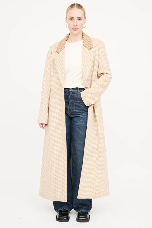 Staud Long Houndstooth Coat