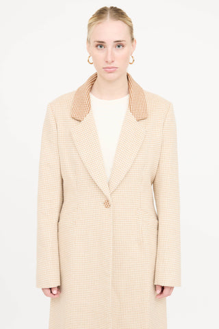 Staud Long Houndstooth Coat