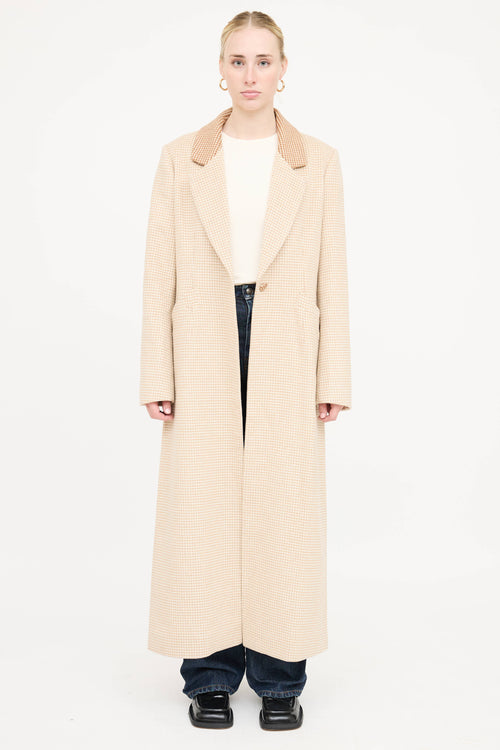 Staud Long Houndstooth Coat