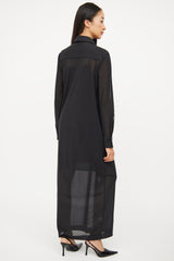 Staud Black Sheer Maxi Shirt Dress