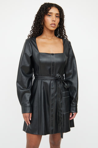 Staud Black Faux Leather Dress