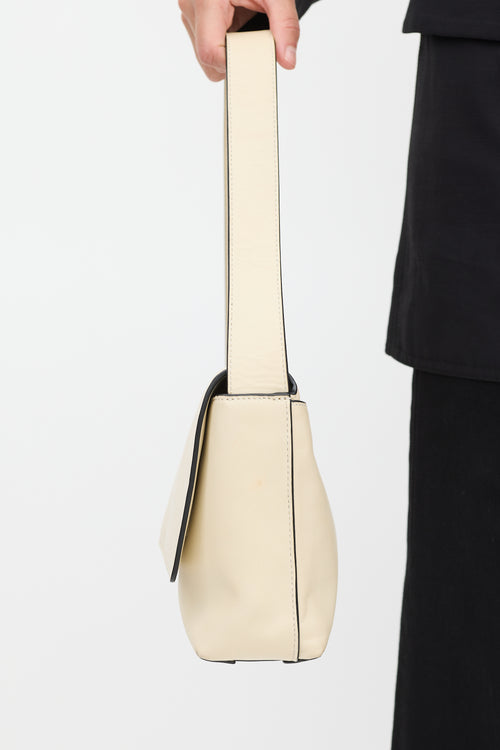 Staud Cream Leather Acute Shoulder Bag