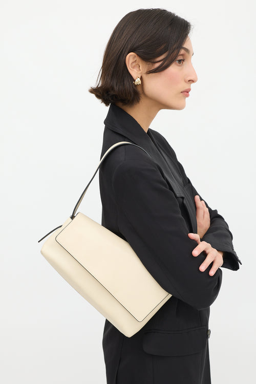 Staud Cream Leather Acute Shoulder Bag