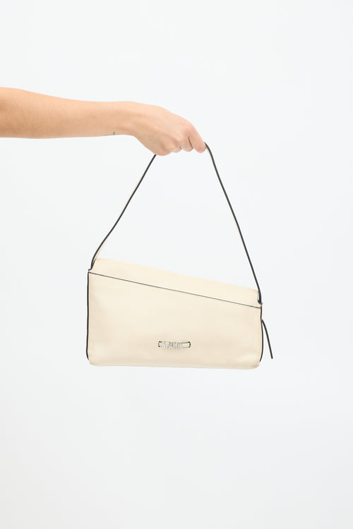 Staud Cream Leather Acute Shoulder Bag