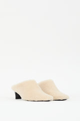 Staud Cream Shearling Wally Heeled Mule