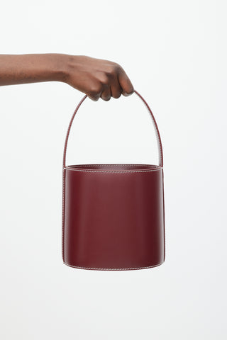 Staud Burgundy Leather Bissett Bucket Bag