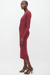 Staud Navy & Burgundy Ribbed Panelled Dress