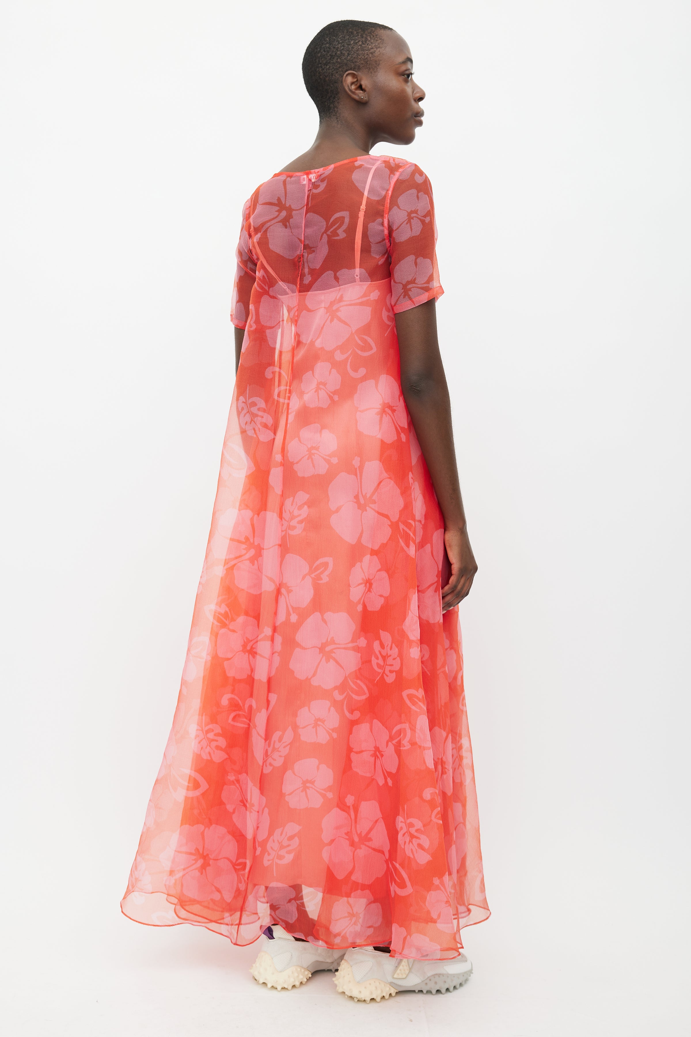 Staud // Red Maui Floral Sheer Dress VSP Consignment Staud // Red Maui Floral Sheer Dress VSP Consignment