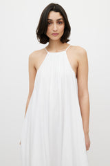 Staud White Ina Tiered Halter Maxi Dress