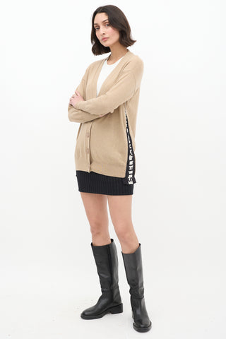 Stella McCartney Beige Wool & Silk Logo Cardigan