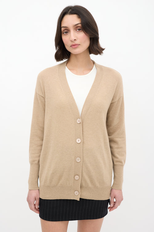 Stella McCartney Beige Wool & Silk Logo Cardigan