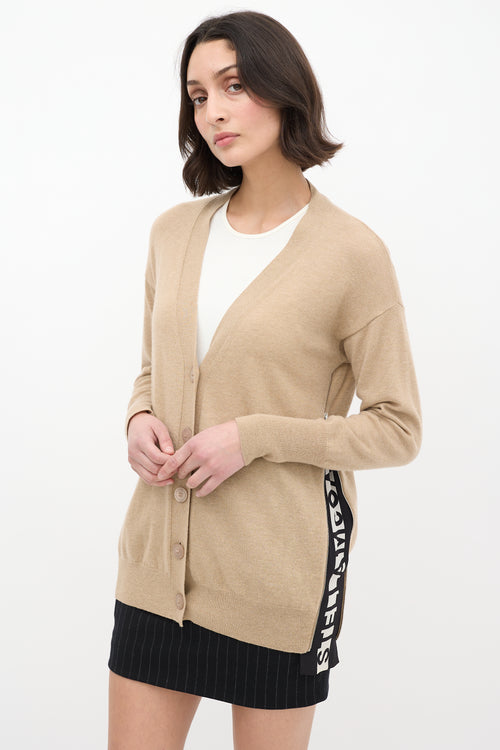 Stella McCartney Beige Wool & Silk Logo Cardigan