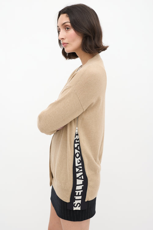 Stella McCartney Beige Wool & Silk Logo Cardigan