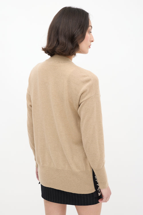 Stella McCartney Beige Wool & Silk Logo Cardigan