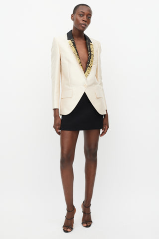 Stella McCartney Beige & Multi Patterned Lapel Blazer