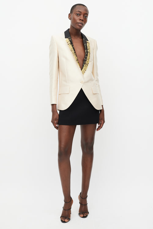 Stella McCartney Beige & Multi Patterned Lapel Blazer