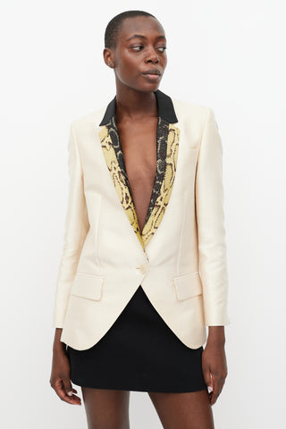 Stella McCartney Beige & Multi Patterned Lapel Blazer