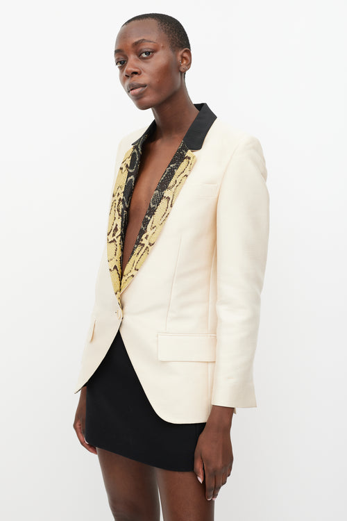 Stella McCartney Beige & Multi Patterned Lapel Blazer
