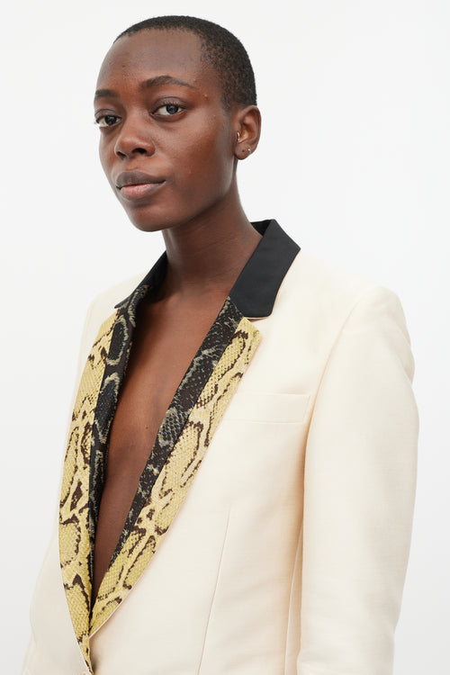 Stella McCartney Beige & Multi Patterned Lapel Blazer