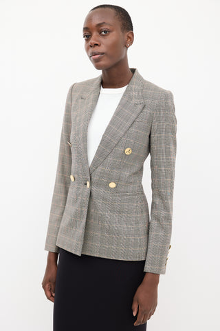 Stella McCartney Black & Multi Wool Double Breasted Check Blazer