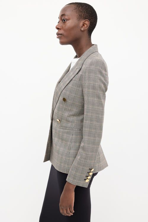 Stella McCartney Black & Multi Wool Double Breasted Check Blazer