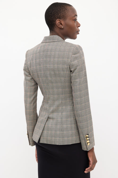 Stella McCartney Black & Multi Wool Double Breasted Check Blazer