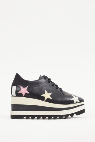 Stella McCartney Black & Multicolour Faux Leather Elyse Star Derby