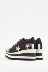 Stella McCartney Black & Multicolour Faux Leather Elyse Star Derby
