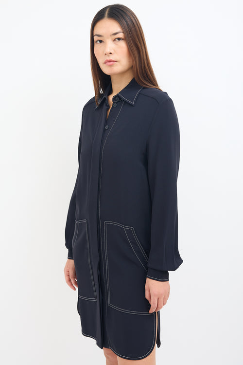 Stella McCartney Black Contrast Stitch Shirt Dress