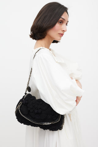 Stella McCartney Black Floral Crochet Falabella Bag