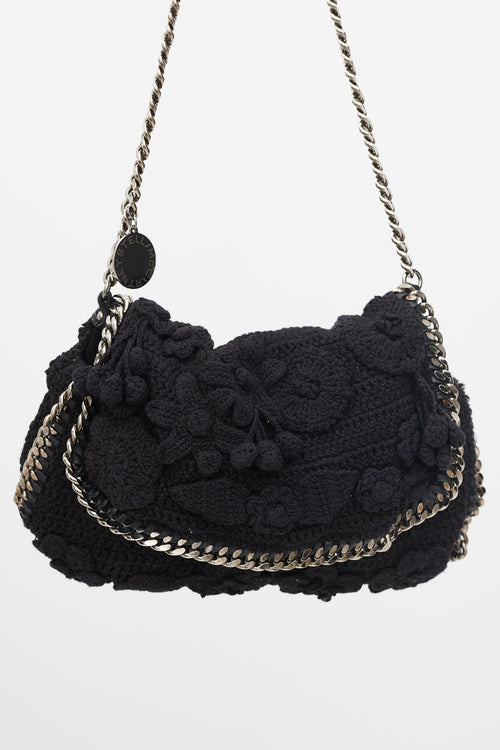 Stella McCartney Black Floral Crochet Falabella Bag