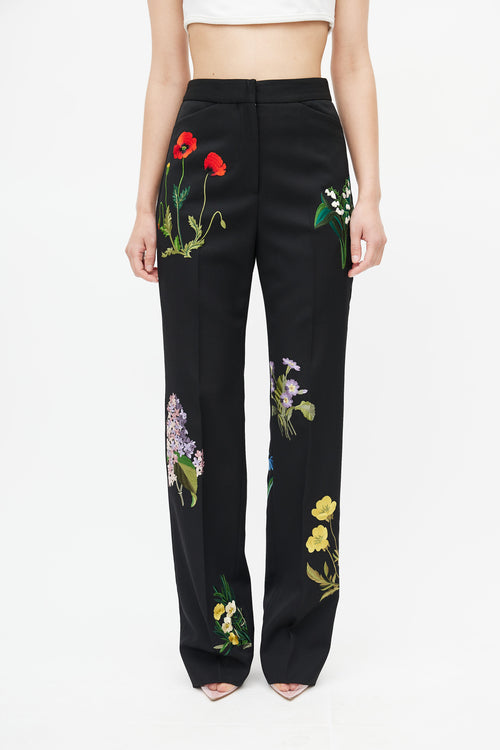 Stella McCartney Black Floral Embroidered Trouser