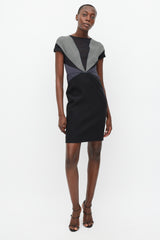 Stella McCartney Black & Grey Houndstooth Panel Dress