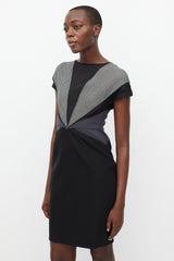Stella McCartney Black & Grey Houndstooth Panel Dress