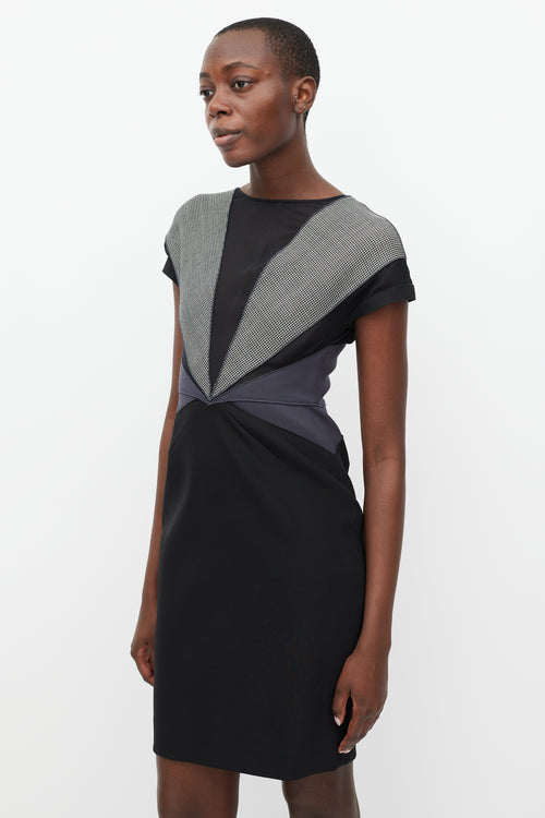 Stella McCartney Black & Grey Houndstooth Panel Dress