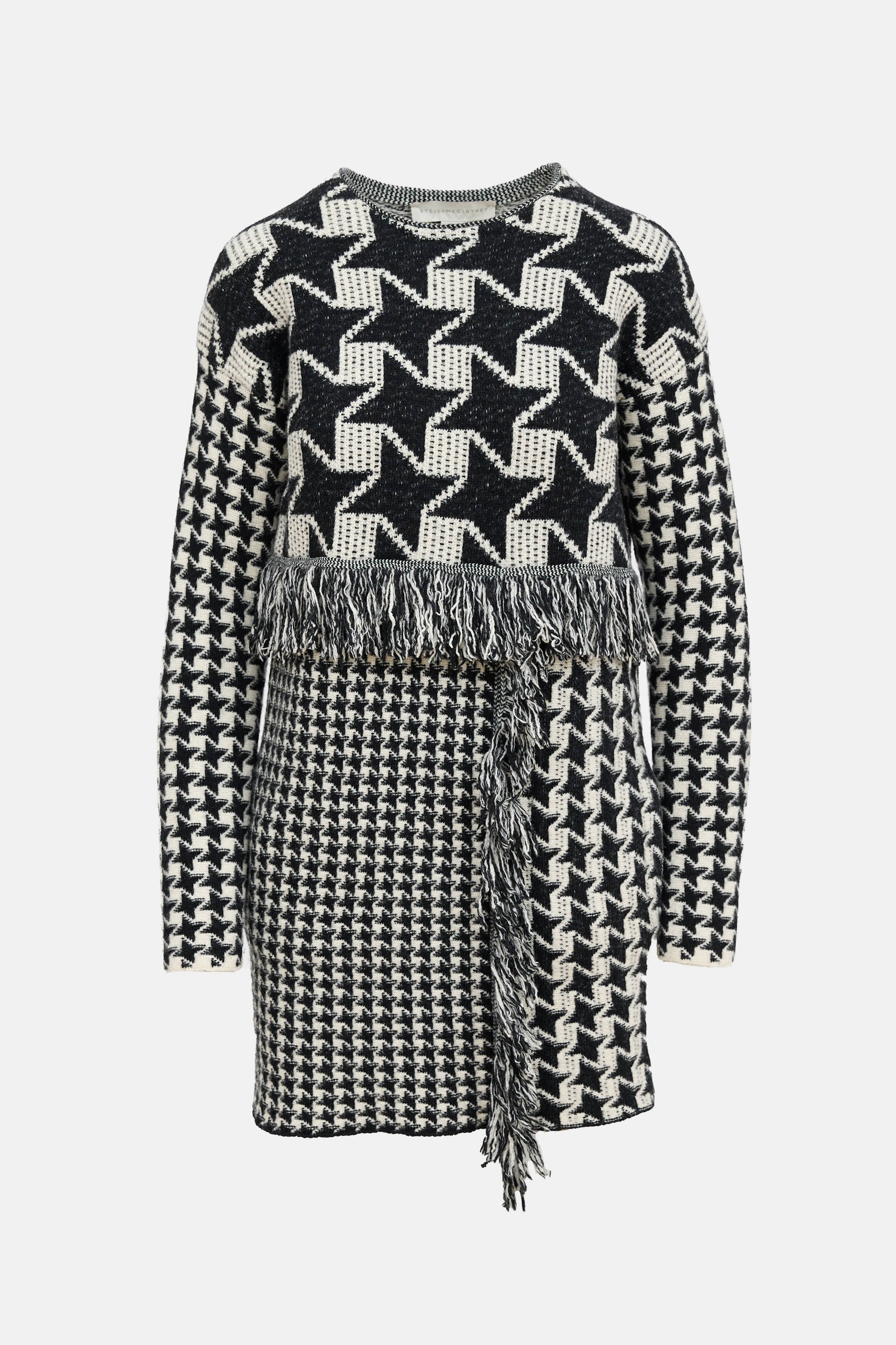 Stella McCartney // Houndstooth Fringe Sweater Dress VSP Consignment Stella McCartney // Houndstooth Fringe Sweater Dress VSP Consignment