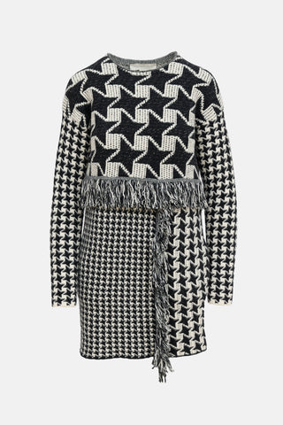 Stella McCartney Houndstooth Fringe Sweater Dress