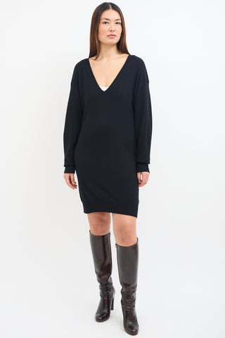 Stella McCartney Black Cashmere V-Neck Sweater Dress