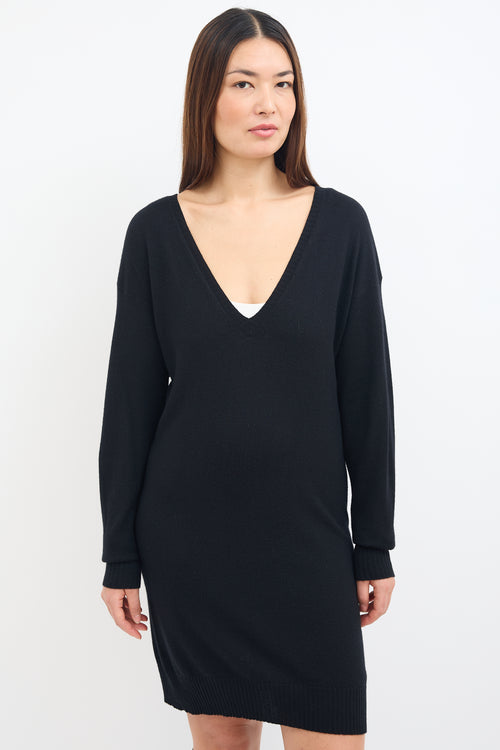 Stella McCartney Black Cashmere V-Neck Sweater Dress