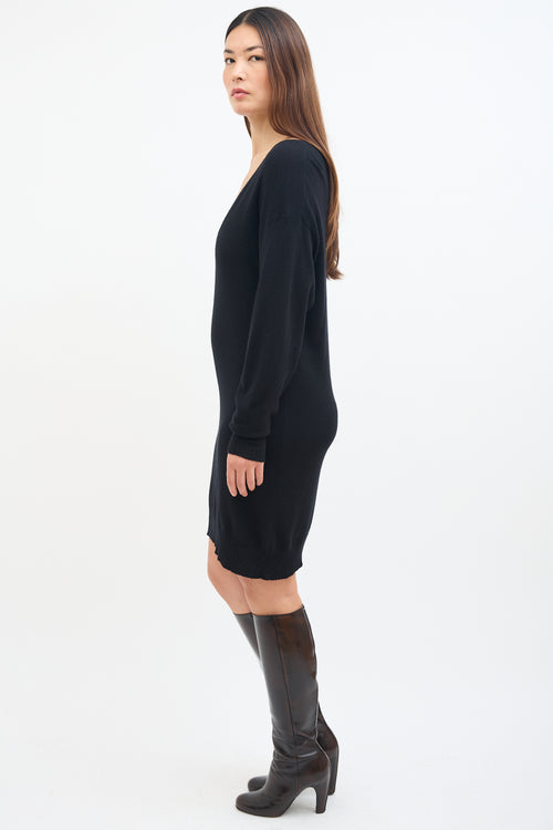 Stella McCartney Black Cashmere V-Neck Sweater Dress