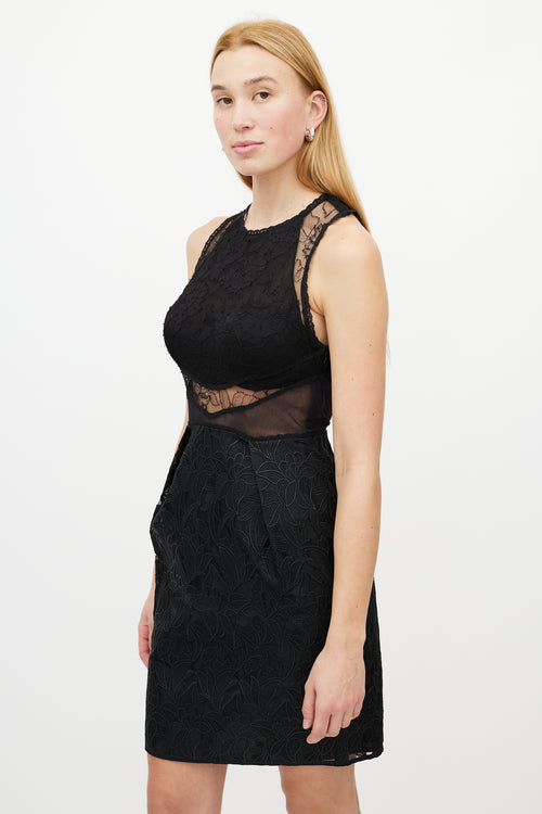 Stella McCartney Black Floral Lace Sheer Dress