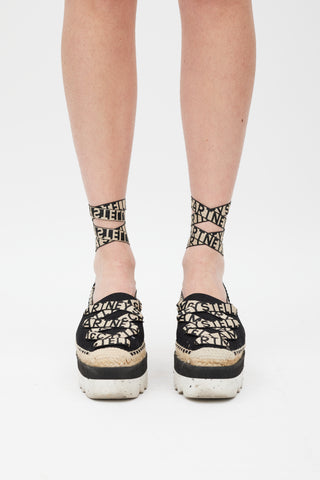 Stella McCartney Black & Multicolour Gaia Platform Espadrille Sandal