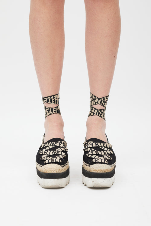 Stella McCartney Black & Multicolour Gaia Platform Espadrille Sandal
