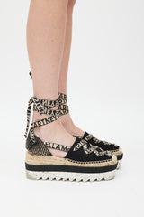 Stella McCartney Black & Multicolour Gaia Platform Espadrille Sandal