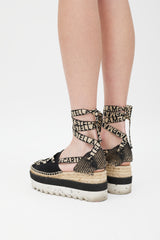 Stella McCartney Black & Multicolour Gaia Platform Espadrille Sandal
