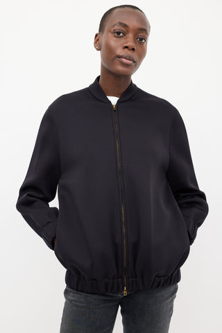 Stella McCartney Black & Navy Neoprene Two Tone Bomber Jacket