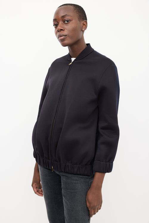 Stella McCartney Black & Navy Neoprene Two Tone Bomber Jacket