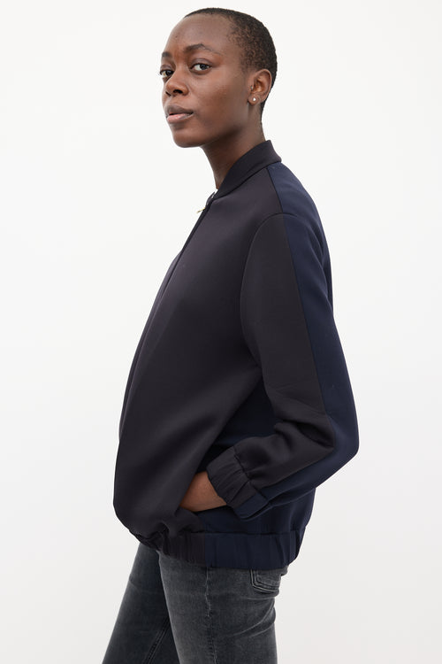 Stella McCartney Black & Navy Neoprene Two Tone Bomber Jacket